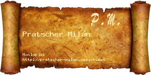 Pratscher Milán névjegykártya